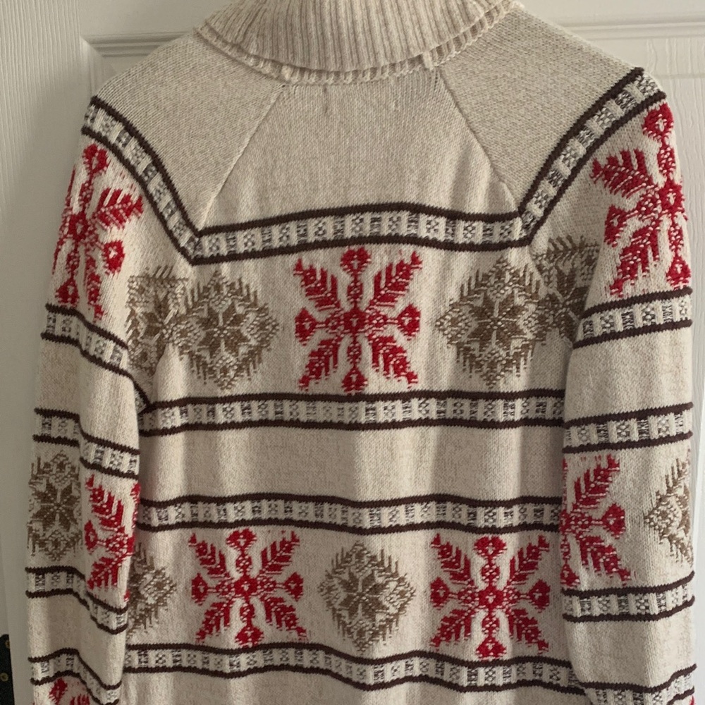 Lands' End Women's Beige and Red Knit Cardigan - Picture 10 of 15